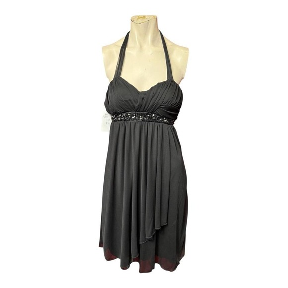 City Studios Dresses & Skirts - Y2K Black halter beaded waist dress